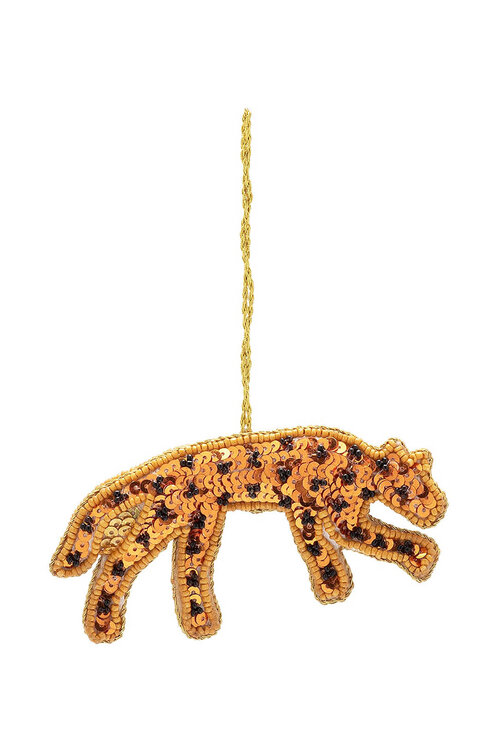 Anna & Nina Festive Leopard Ornament in Bruin