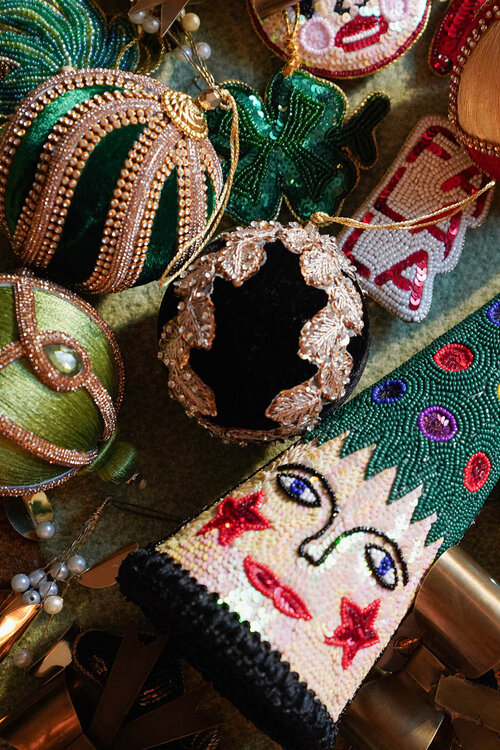 Anna & Nina Groen Gouden Varen Ornament