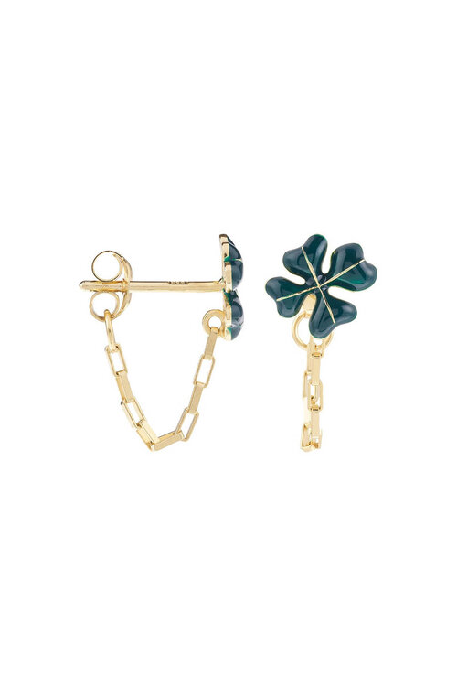 Anna & Nina Gouden Enkele Lucky Shamrock Oorbel