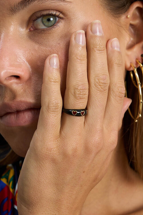 Anna & Nina Queen of Hearts Ring in Goud