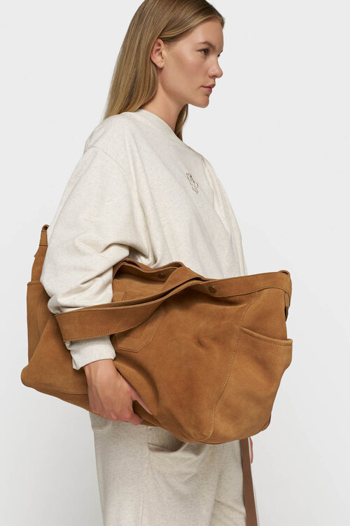 10Days Camelkleurige suède shopper