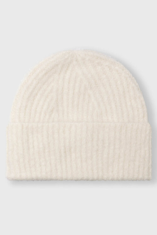 10Days Ecru gebreide muts met harige textuur