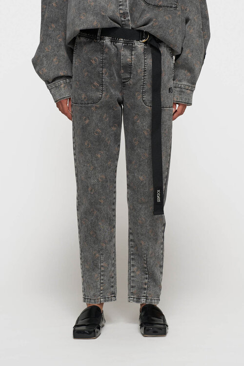 10Days Zwarte broek met monogram en ceintuur
