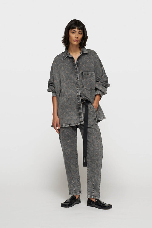 10Days Zwarte broek met monogram en ceintuur