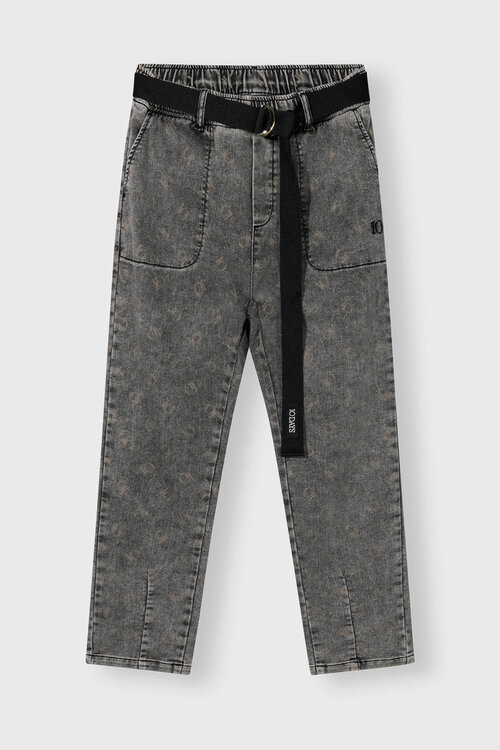 10Days Zwarte broek met monogram en ceintuur