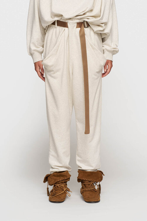 10Days Zachte witte geplooide joggingbroek met riem