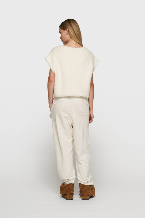 10Days Ecru gebreide top met ballonmouwen en harig effect