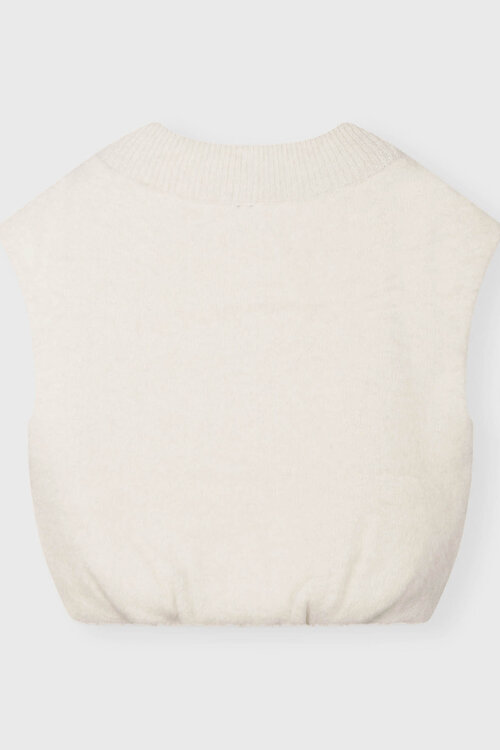 10Days Ecru gebreide top met ballonmouwen en harig effect