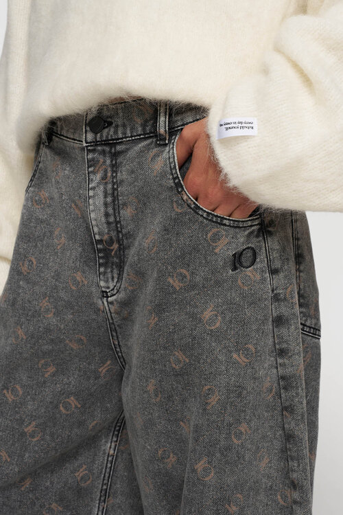 10Days Zwarte westernbroek met monogram