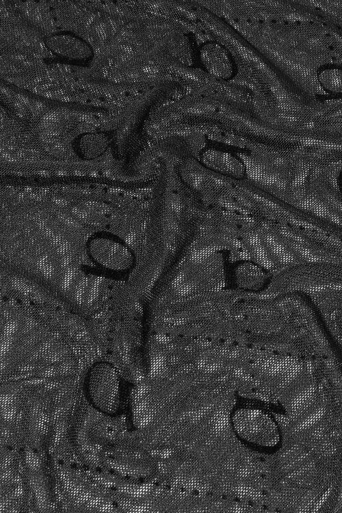 10Days Zwarte mesh top met lange mouwen en monogramprint