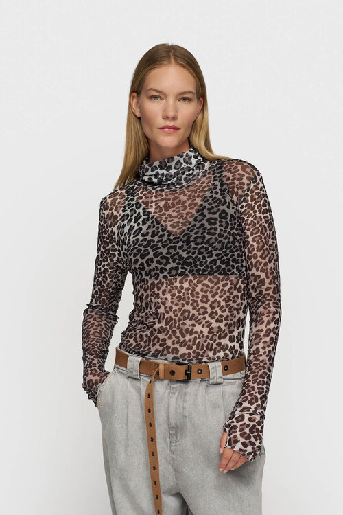 10Days Luipaard mesh lange mouw in luipaardprint
