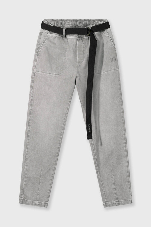 10Days Grijze denim broek met riem