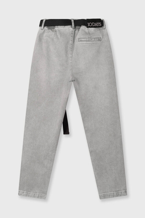 10Days Grijze denim broek met riem