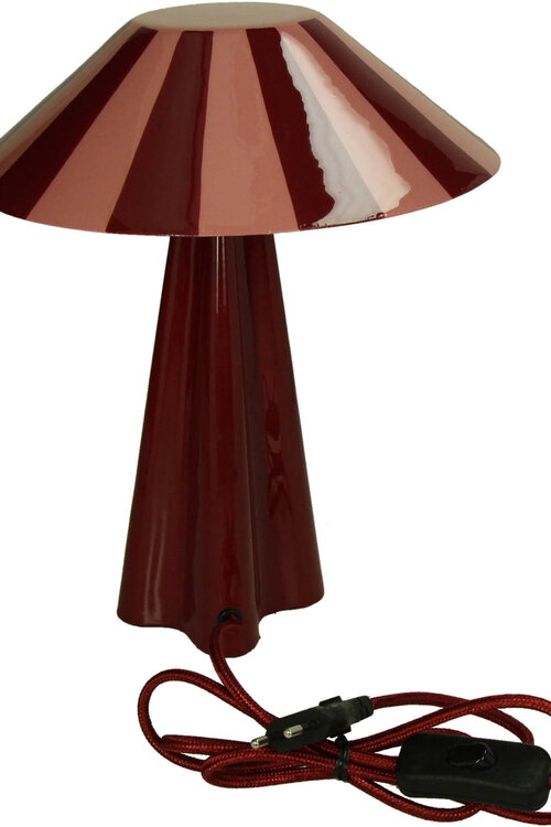 VAND. Lifestyle Bordeauxkleurige Tafellamp Stripe van Metaal