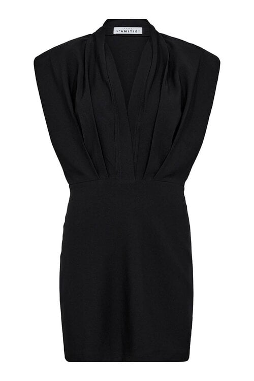 Haute L'Amitie Zwarte L;egance Crop Drape Jurk