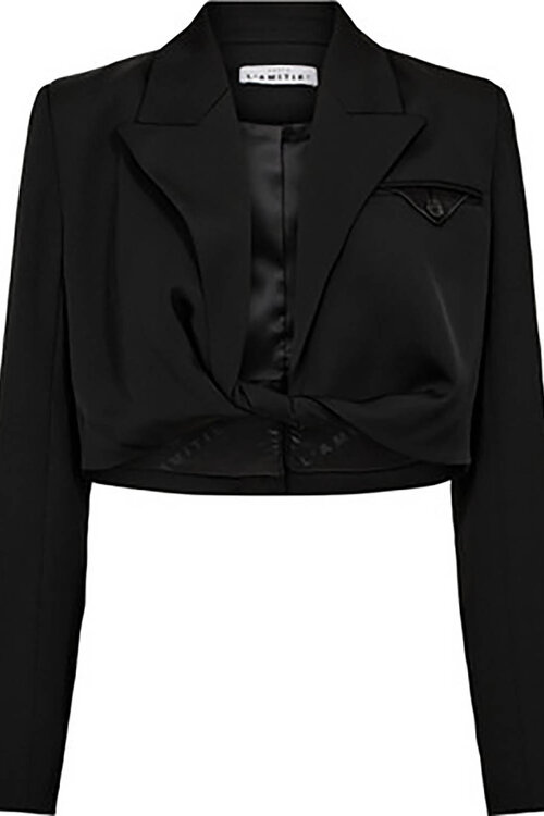Haute L'Amitie Zwarte Jazzy Gedraaide Crop Blazer