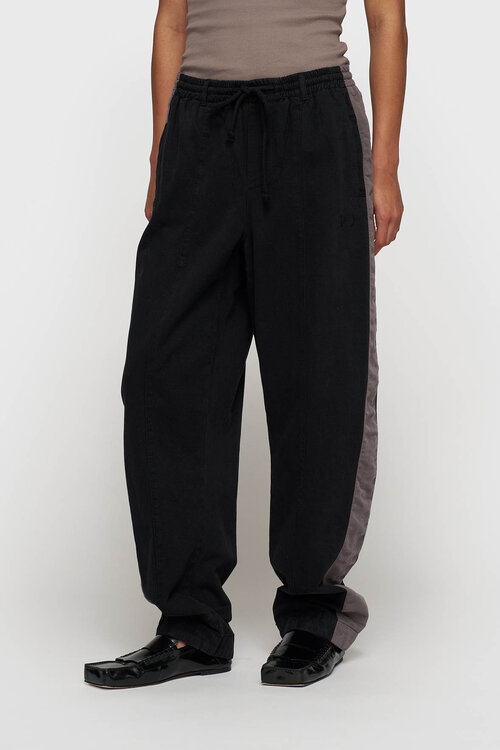 10Days Zwarte wijde taps toelopende broek van twill