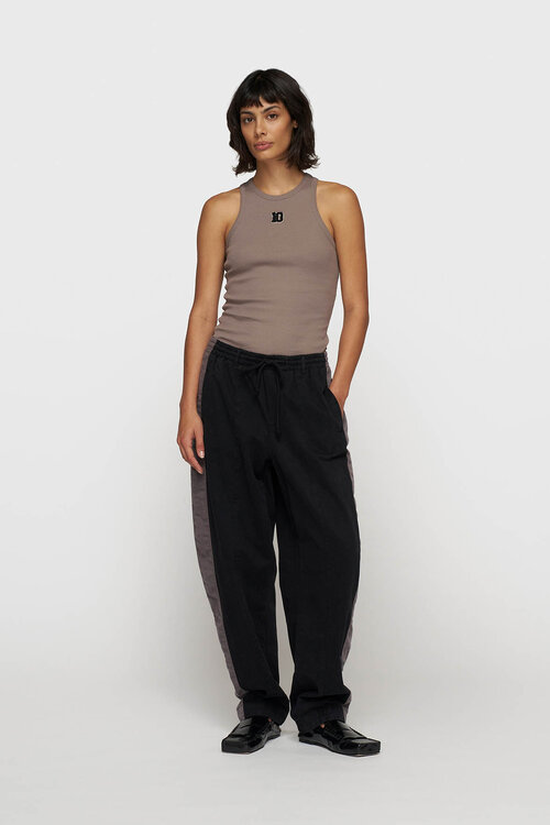 10Days Zwarte wijde taps toelopende broek van twill