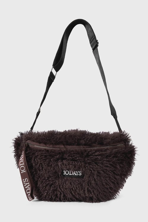 10Days Diep wijnrode harige crossbodytas