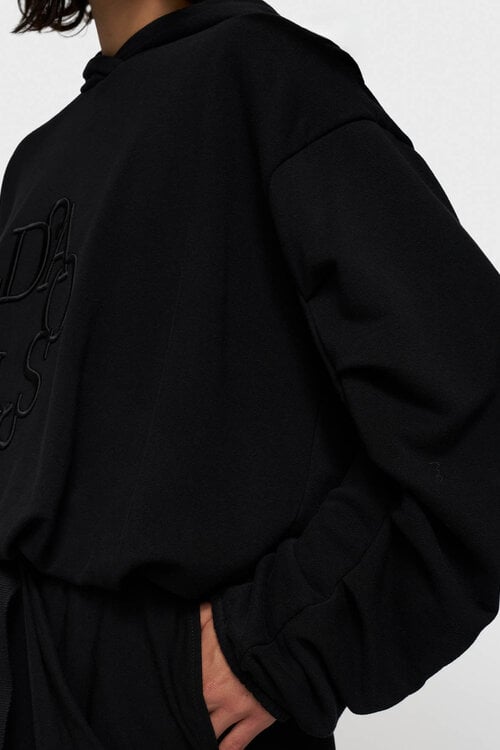 10Days Zwarte geplooide ballon hoodie