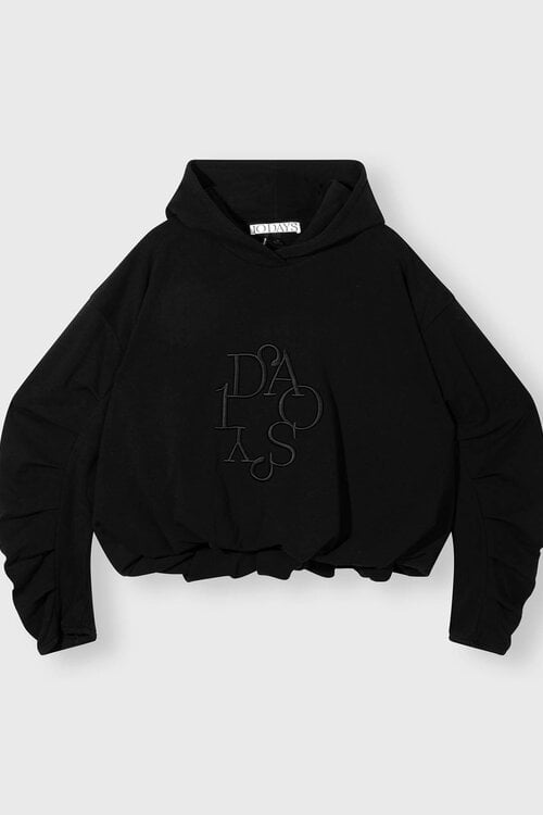 10Days Zwarte geplooide ballon hoodie