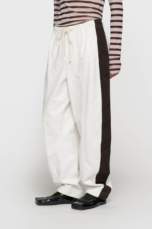 10Days Ecru wijde taps toelopende broek van twill