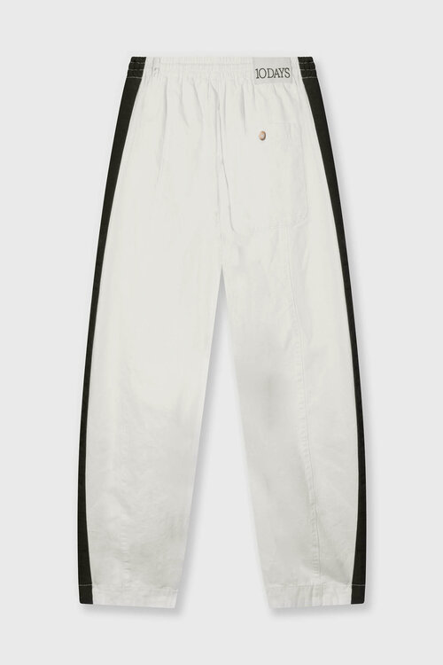 10Days Ecru wijde taps toelopende broek van twill