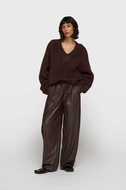 10Days Diep wijnrode V-hals gebreide trui