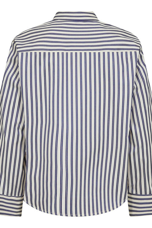 Co'couture Samson Stripe Frill Shirt in blauw en wit