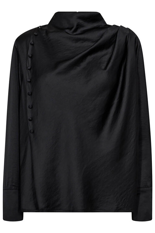 Co'couture Zwarte Helen Blouse met Knoopjes