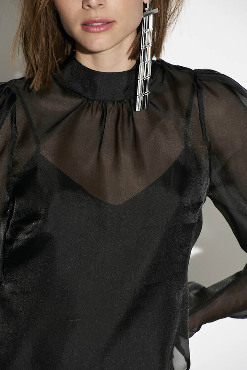 Dante 6 Black Ocean Top met Pofmouwen