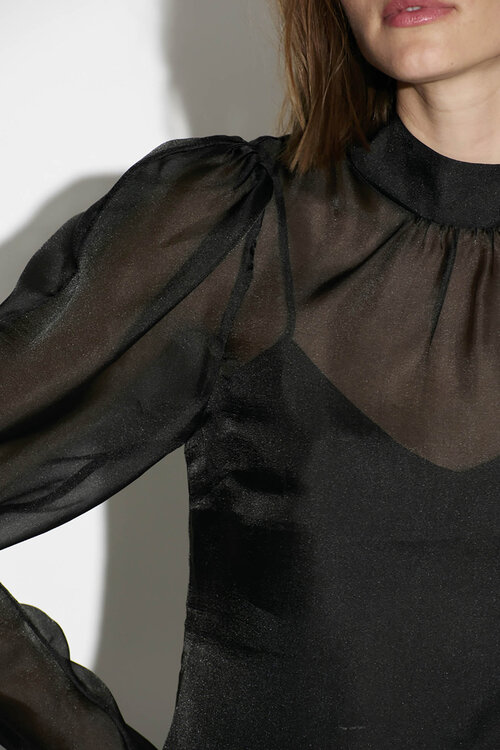 Dante 6 Black Ocean Top met Pofmouwen