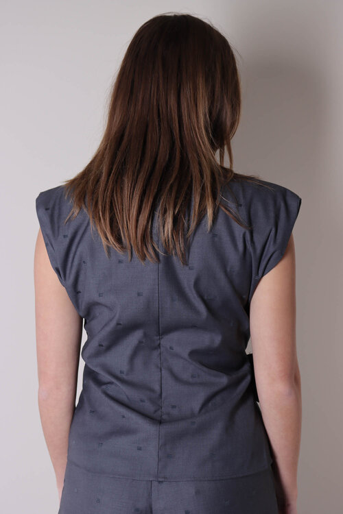 Co'couture Saga Pleat Top in Grijs