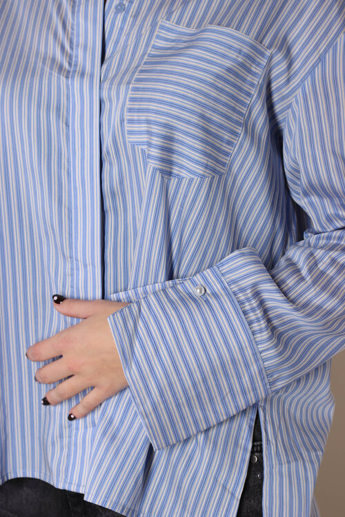 Co'couture Fina Streep Blouse in Blauw