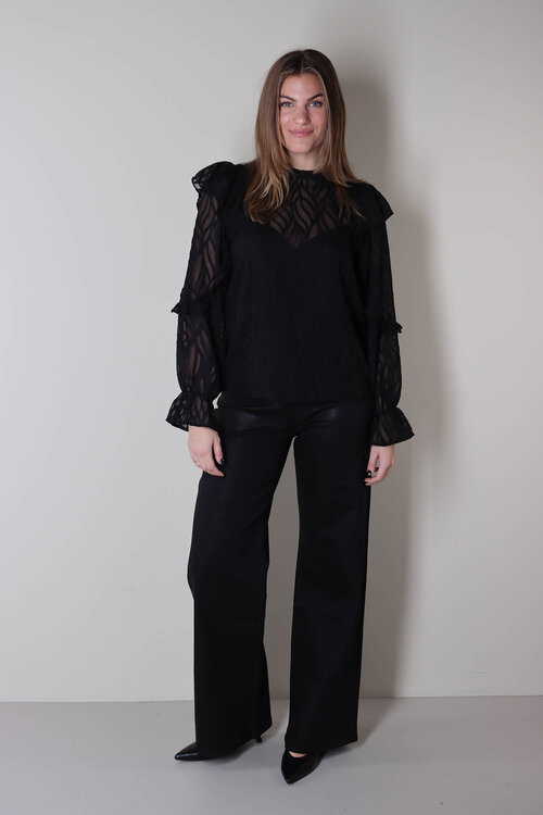 Co'couture Zwarte Rochelle Blouse met Ruches