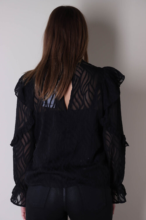 Co'couture Zwarte Rochelle Blouse met Ruches