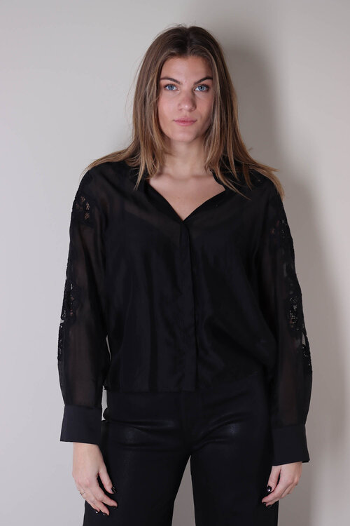 Co'couture Zwart Kawa Borduurshirt