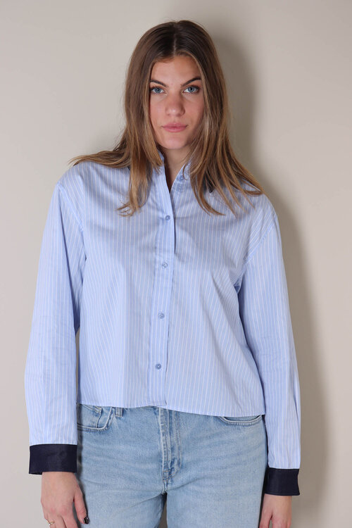 Co'couture Nelson Stripe Shirt in Blauw