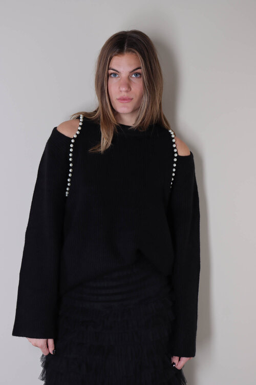 Co'couture Zwarte Row Rib Knit Trui