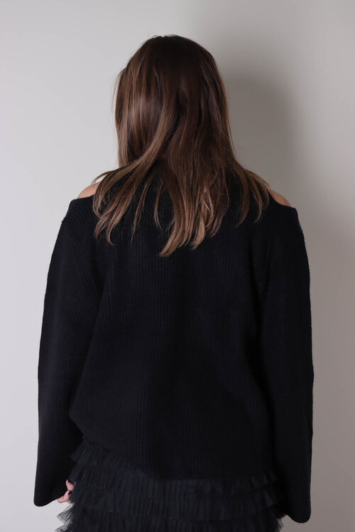 Co'couture Zwarte Row Rib Knit Trui