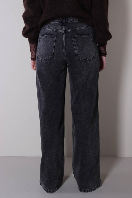 Co'couture Vicky Stud Wide Jeans in donkergrijs