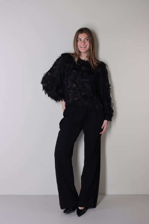 Co'couture Zwarte Syra Blouse met Structuur