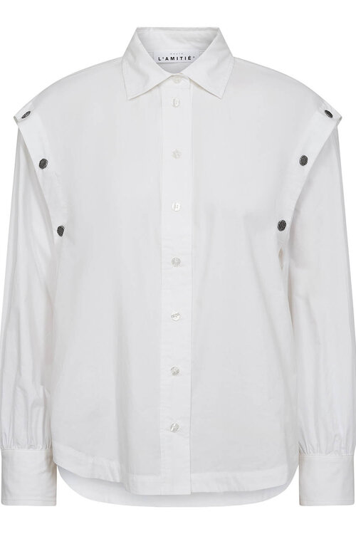 Haute L'Amitie Wit Overhemd met Knoopsluiting op de Mouwen