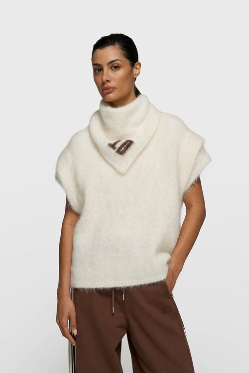 10Days Mouwloze gebreide trui in ecru