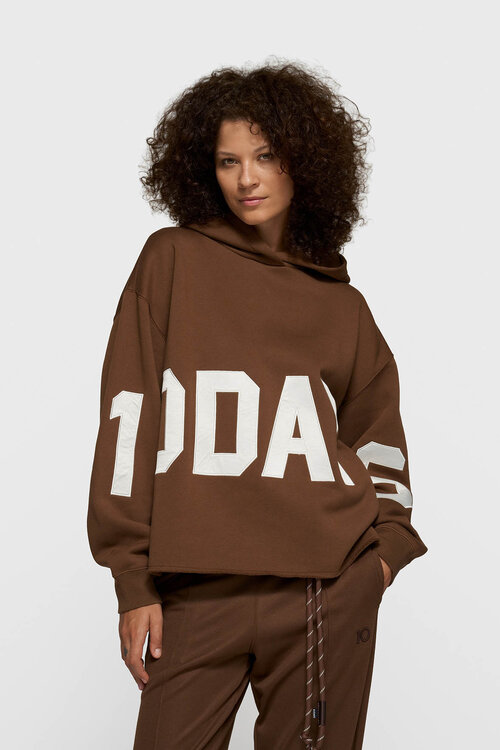 10Days donker truffel statement logo hoodie