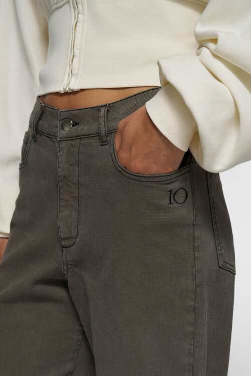 10Days Donker truffel jog twill broek