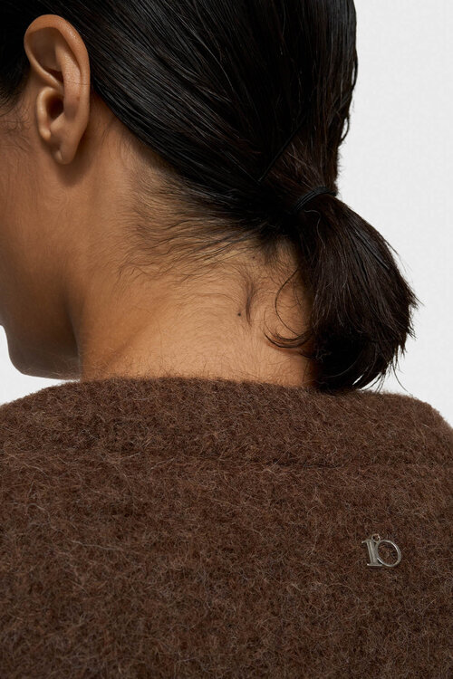 10Days donker truffel puffy harige gebreide bomber