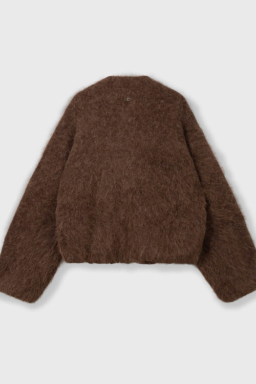 10Days donker truffel puffy harige gebreide bomber