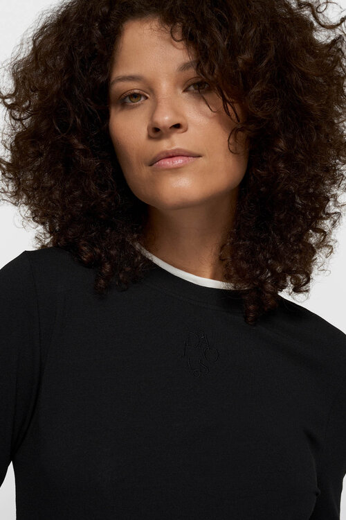 10Days Zwarte lange mouw T-shirt met dubbele laag