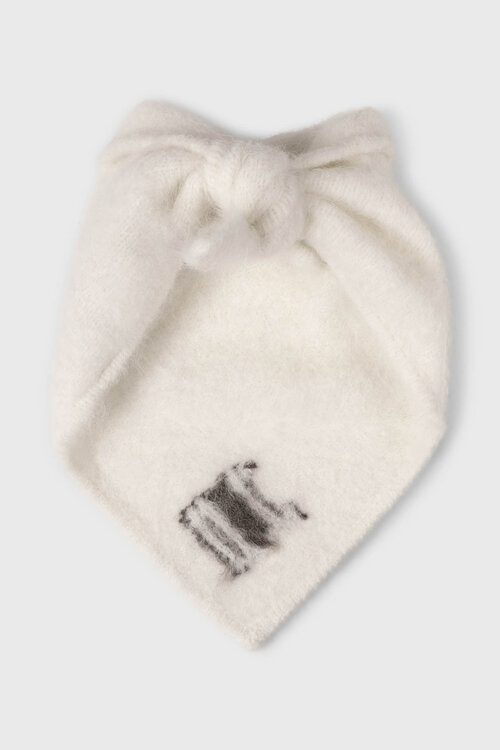 10Days Ecru gebreide bandana met harige textuur